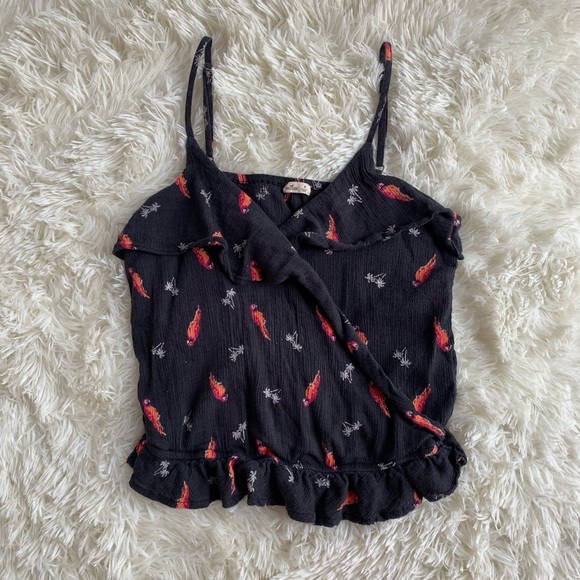 Hollister Tops - Hollister- Navy Parrot Frill Tank Top